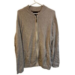 Tasso Elba Gray Textured Knit Zip Up Sweater